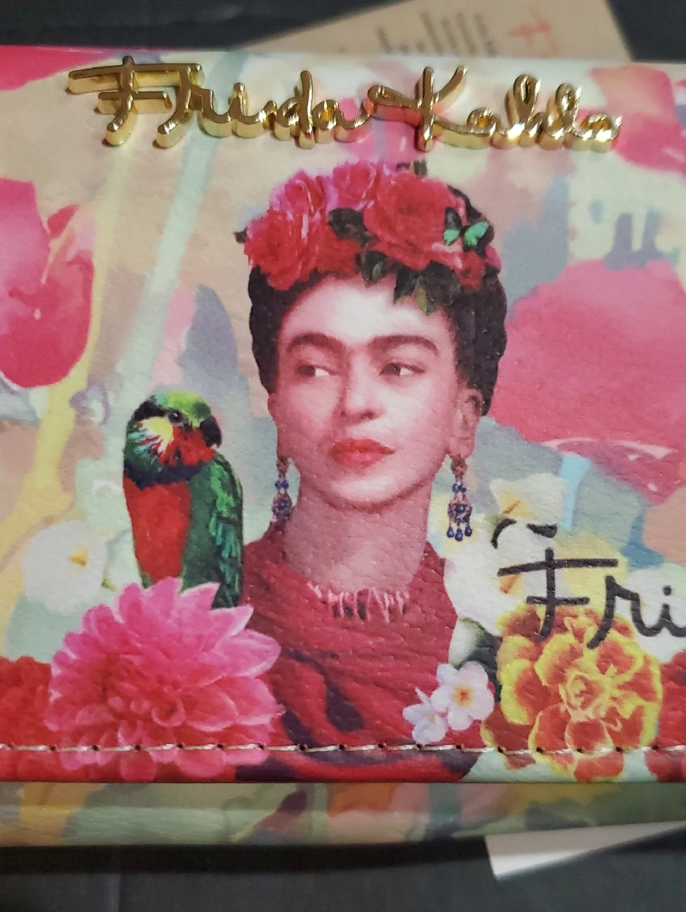 Frida Khalo beautiful pink rose watercolor floral long wallet brand‎ new
